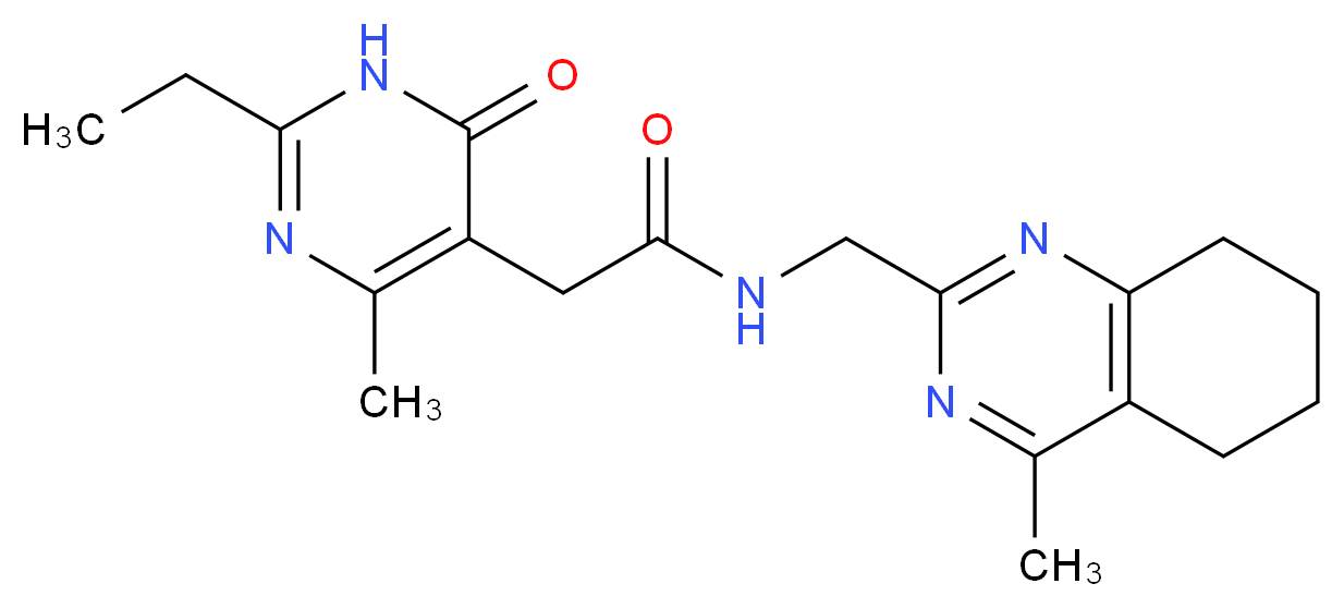 2-(2-ethyl-4-methyl-6-oxo-1,6-dihydropyrimidin-5-yl)-N-[(4-methyl-5,6,7,8-tetrahydroquinazolin-2-yl)methyl]acetamide_分子结构_CAS_)