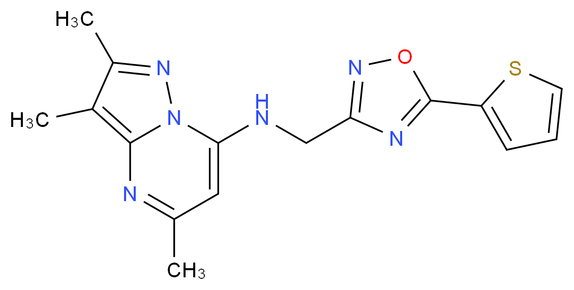 2,3,5-trimethyl-N-{[5-(2-thienyl)-1,2,4-oxadiazol-3-yl]methyl}pyrazolo[1,5-a]pyrimidin-7-amine_分子结构_CAS_)