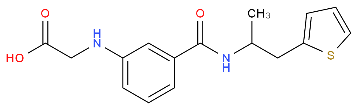 {[3-({[1-methyl-2-(2-thienyl)ethyl]amino}carbonyl)phenyl]amino}acetic acid_分子结构_CAS_)