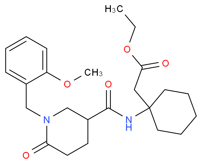 ethyl [1-({[1-(2-methoxybenzyl)-6-oxo-3-piperidinyl]carbonyl}amino)cyclohexyl]acetate_分子结构_CAS_)