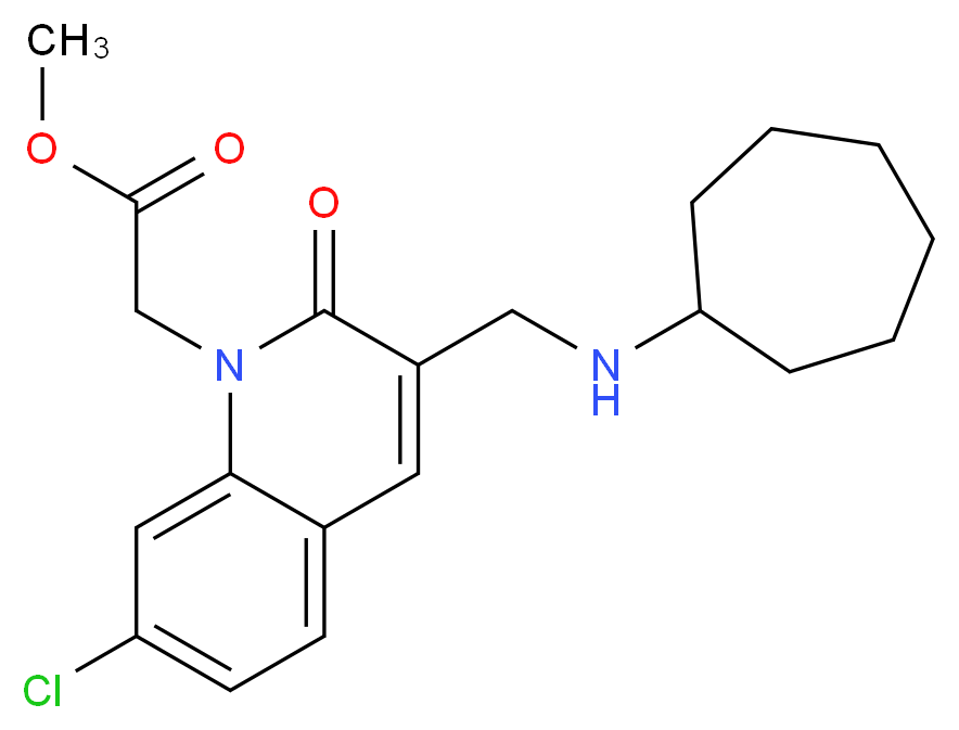 methyl [7-chloro-3-[(cycloheptylamino)methyl]-2-oxo-1(2H)-quinolinyl]acetate_分子结构_CAS_)