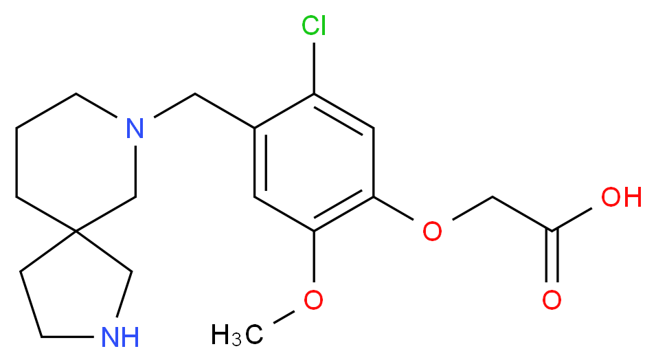 [5-chloro-4-(2,7-diazaspiro[4.5]dec-7-ylmethyl)-2-methoxyphenoxy]acetic acid_分子结构_CAS_)