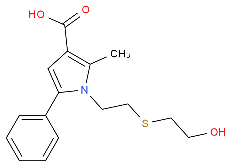 1-{2-[(2-hydroxyethyl)sulfanyl]ethyl}-2-methyl-5-phenyl-1H-pyrrole-3-carboxylic acid_分子结构_CAS_306936-23-2