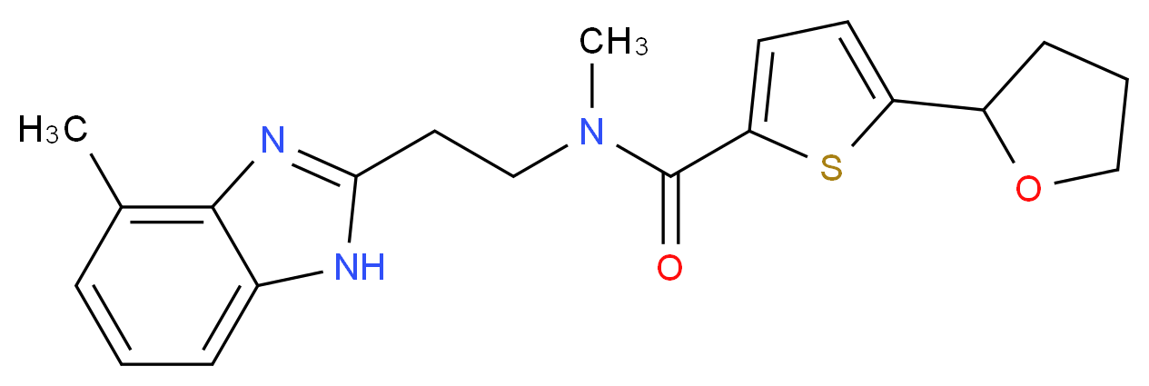 N-methyl-N-[2-(4-methyl-1H-benzimidazol-2-yl)ethyl]-5-(tetrahydro-2-furanyl)-2-thiophenecarboxamide_分子结构_CAS_)