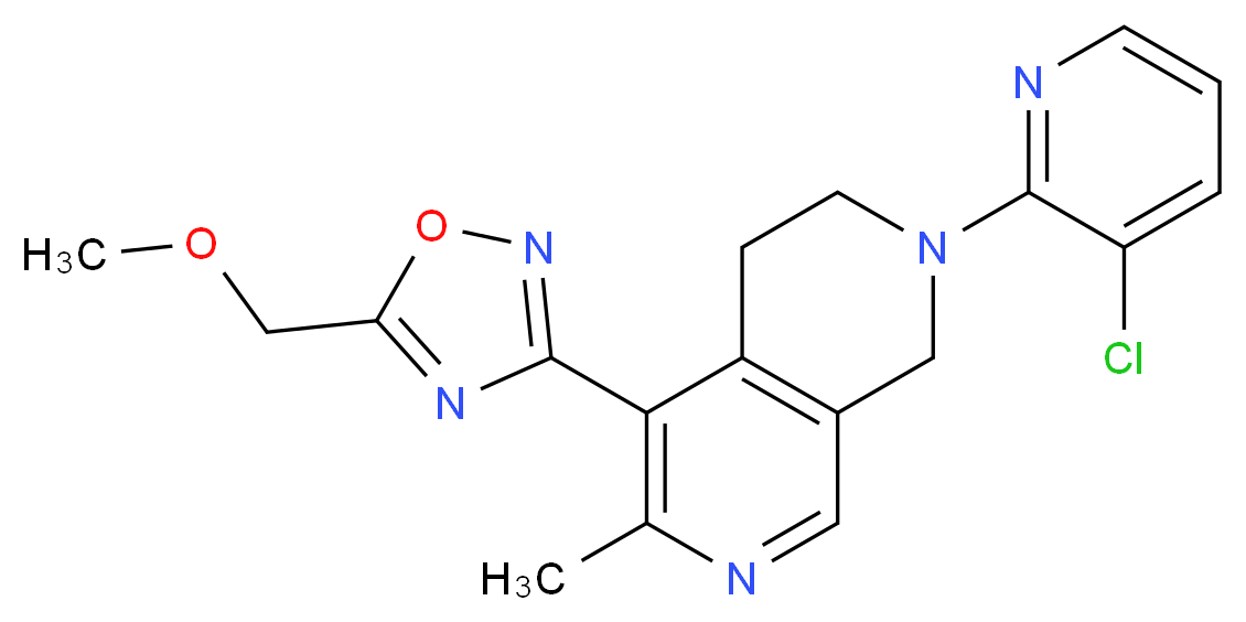 2-(3-chloro-2-pyridinyl)-5-[5-(methoxymethyl)-1,2,4-oxadiazol-3-yl]-6-methyl-1,2,3,4-tetrahydro-2,7-naphthyridine_分子结构_CAS_)