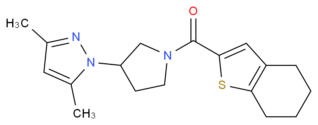 3,5-dimethyl-1-[1-(4,5,6,7-tetrahydro-1-benzothien-2-ylcarbonyl)-3-pyrrolidinyl]-1H-pyrazole_分子结构_CAS_)