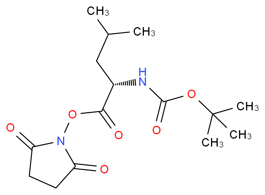 2,5-dioxopyrrolidin-1-yl (2S)-2-{[(tert-butoxy)carbonyl]amino}-4-methylpentanoate_分子结构_CAS_3392-09-4