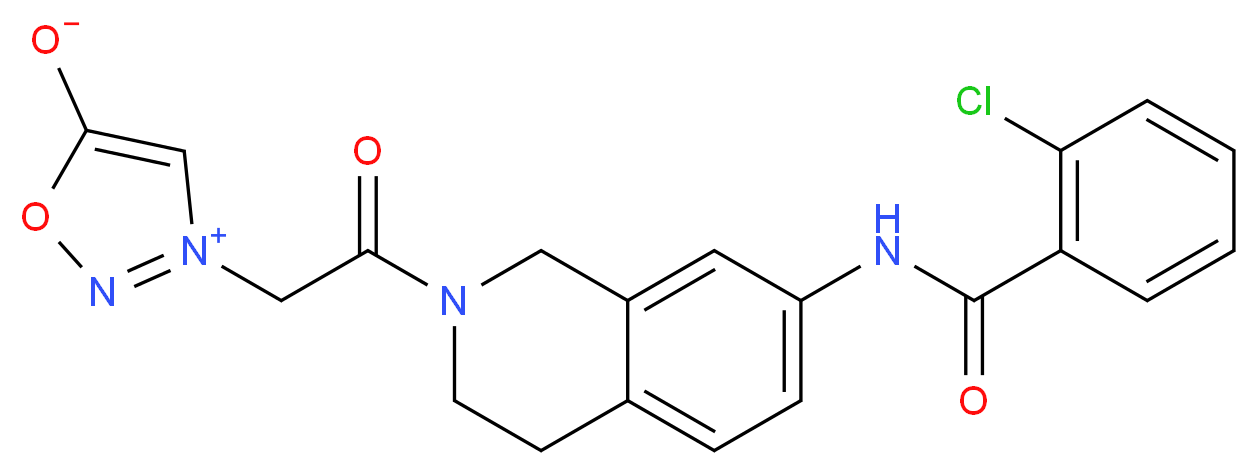 3-{2-[7-[(2-chlorobenzoyl)amino]-3,4-dihydro-2(1H)-isoquinolinyl]-2-oxoethyl}-1,2,3-oxadiazol-3-ium-5-olate_分子结构_CAS_)