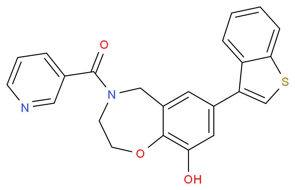 7-(1-benzothien-3-yl)-4-(pyridin-3-ylcarbonyl)-2,3,4,5-tetrahydro-1,4-benzoxazepin-9-ol_分子结构_CAS_)