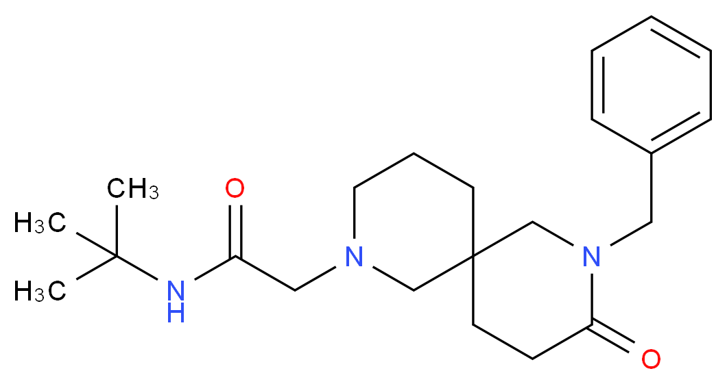 2-(8-benzyl-9-oxo-2,8-diazaspiro[5.5]undec-2-yl)-N-(tert-butyl)acetamide_分子结构_CAS_)