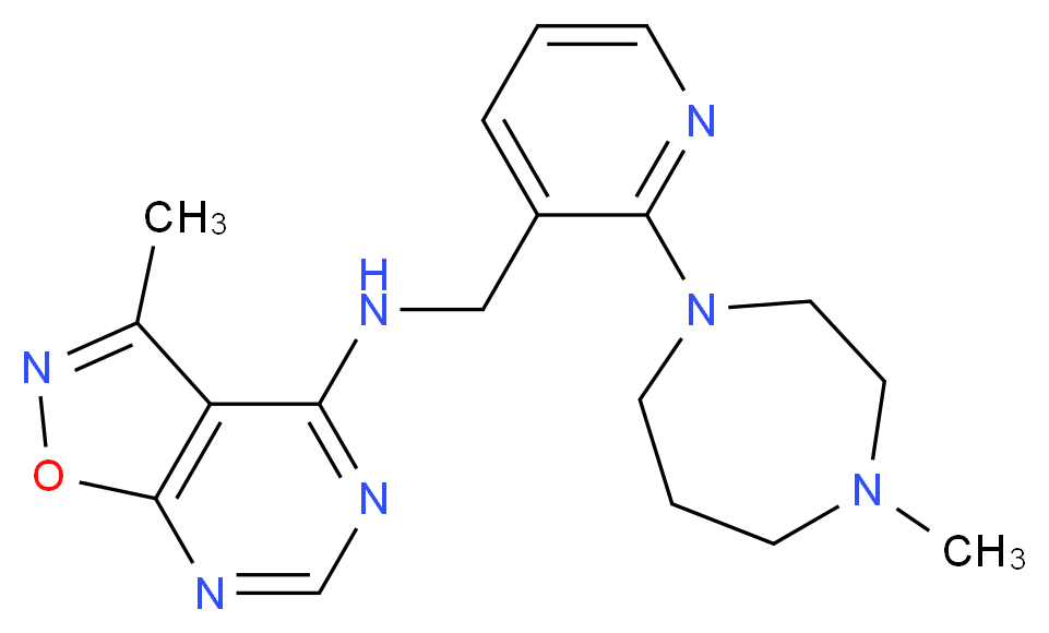 3-methyl-N-{[2-(4-methyl-1,4-diazepan-1-yl)pyridin-3-yl]methyl}isoxazolo[5,4-d]pyrimidin-4-amine_分子结构_CAS_)
