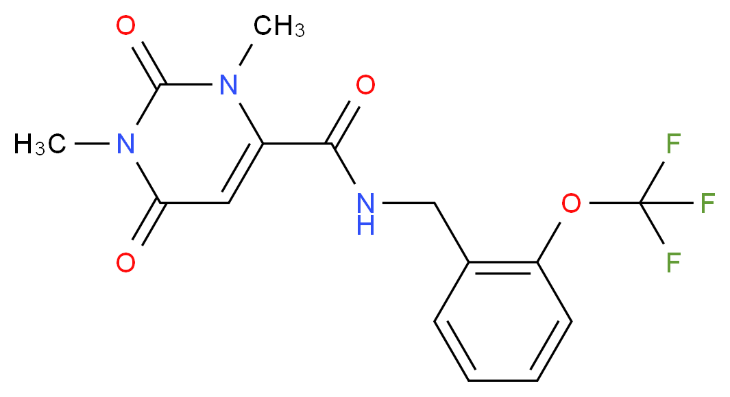 1,3-dimethyl-2,6-dioxo-N-[2-(trifluoromethoxy)benzyl]-1,2,3,6-tetrahydropyrimidine-4-carboxamide_分子结构_CAS_)