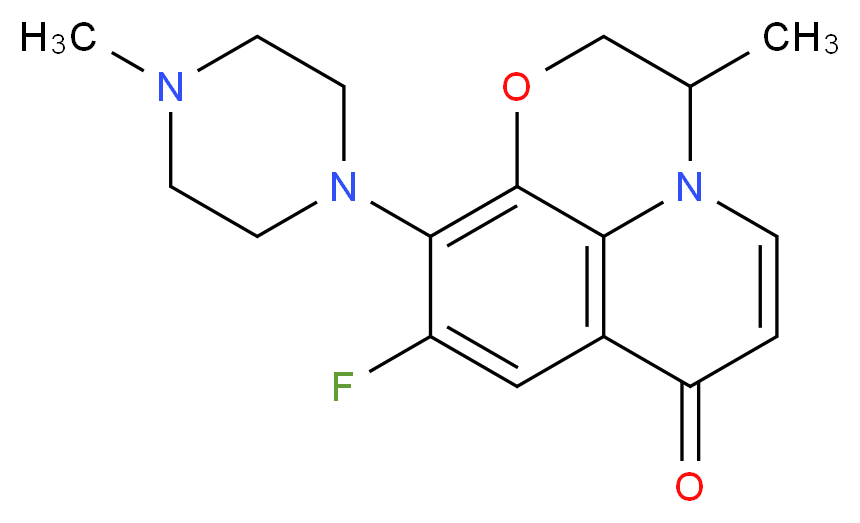 7-fluoro-2-methyl-6-(4-methylpiperazin-1-yl)-4-oxa-1-azatricyclo[7.3.1.0<sup>5</sup>,<sup>1</sup><sup>3</sup>]trideca-5(13),6,8,11-tetraen-10-one_分子结构_CAS_123155-82-8