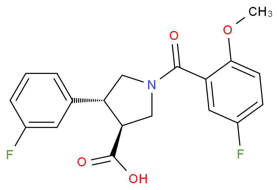 (3S*,4R*)-1-(5-fluoro-2-methoxybenzoyl)-4-(3-fluorophenyl)pyrrolidine-3-carboxylic acid_分子结构_CAS_)