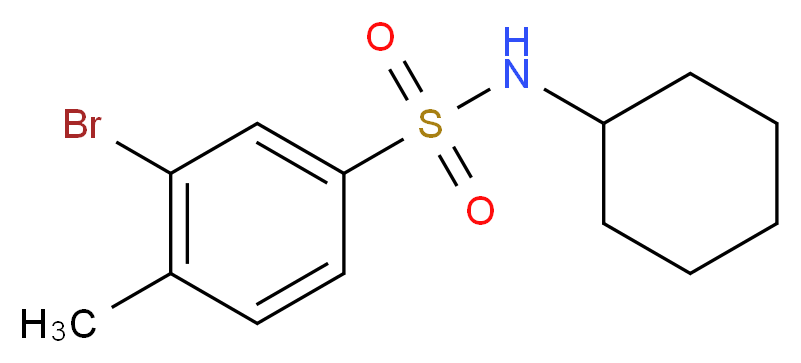 3-bromo-N-cyclohexyl-4-methylbenzene-1-sulfonamide_分子结构_CAS_850429-69-5