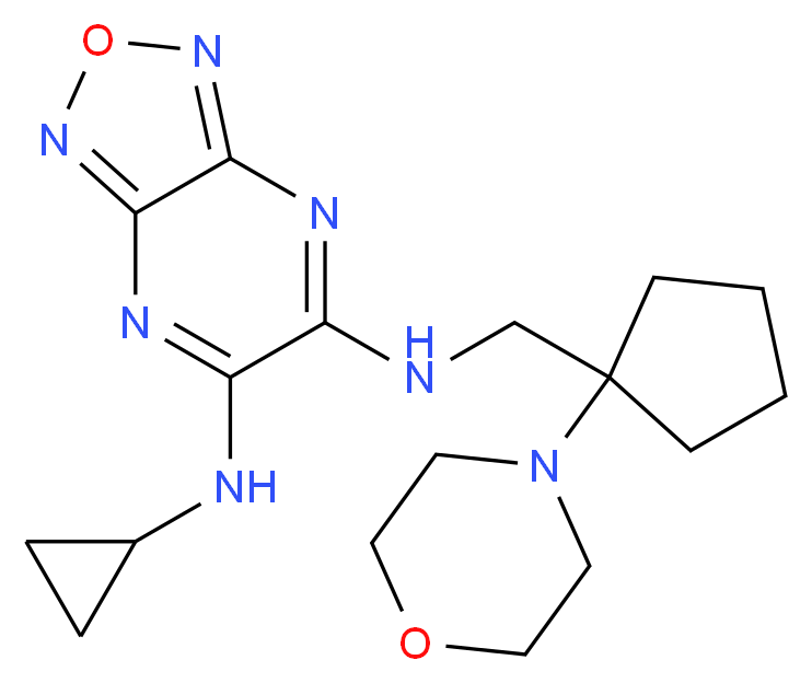 N-cyclopropyl-N'-{[1-(4-morpholinyl)cyclopentyl]methyl}[1,2,5]oxadiazolo[3,4-b]pyrazine-5,6-diamine_分子结构_CAS_)