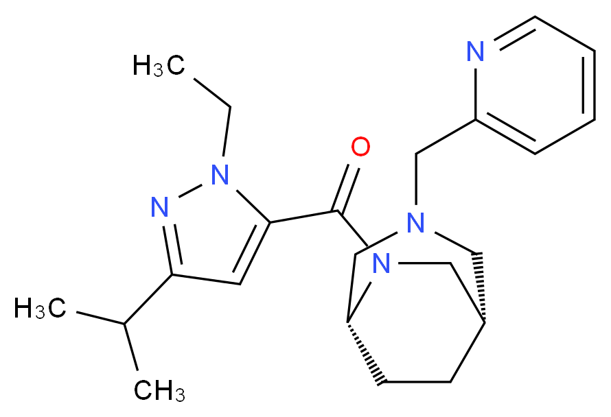 (1S*,5R*)-6-[(1-ethyl-3-isopropyl-1H-pyrazol-5-yl)carbonyl]-3-(pyridin-2-ylmethyl)-3,6-diazabicyclo[3.2.2]nonane_分子结构_CAS_)