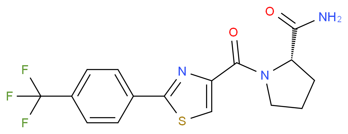 1-({2-[4-(trifluoromethyl)phenyl]-1,3-thiazol-4-yl}carbonyl)-L-prolinamide_分子结构_CAS_)