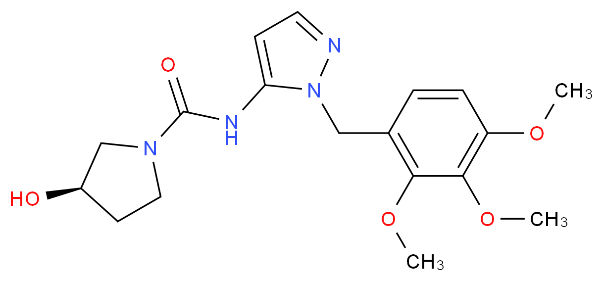(3R)-3-hydroxy-N-[1-(2,3,4-trimethoxybenzyl)-1H-pyrazol-5-yl]pyrrolidine-1-carboxamide_分子结构_CAS_)