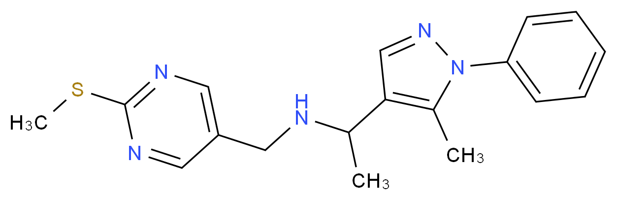1-(5-methyl-1-phenyl-1H-pyrazol-4-yl)-N-{[2-(methylthio)-5-pyrimidinyl]methyl}ethanamine_分子结构_CAS_)
