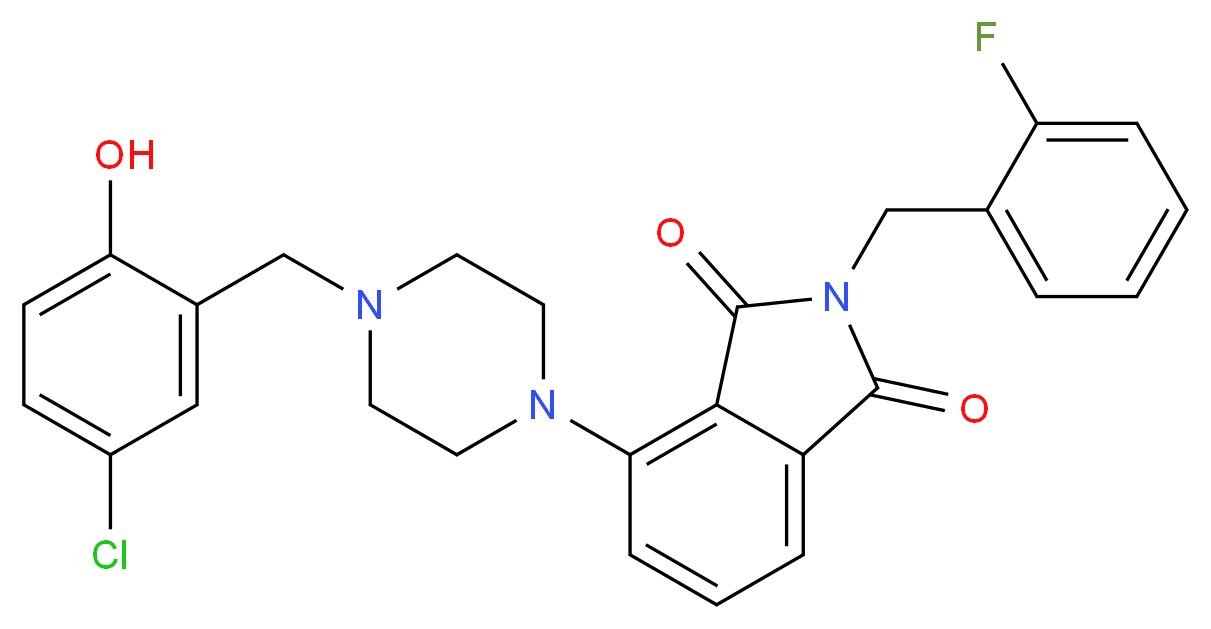 4-[4-(5-chloro-2-hydroxybenzyl)-1-piperazinyl]-2-(2-fluorobenzyl)-1H-isoindole-1,3(2H)-dione_分子结构_CAS_)