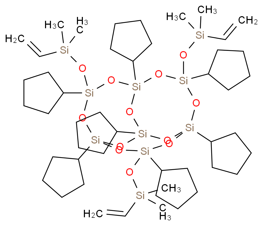 内-3,7,14-三(二甲基乙烯基硅氧基)-1,3,5,7,9,11,14-七环戊基三环[7.3.3.15,11]七硅氧烷_分子结构_CAS_312693-39-3)