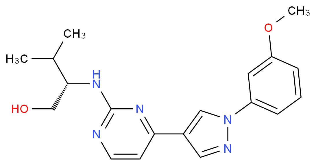 (2S)-2-({4-[1-(3-methoxyphenyl)-1H-pyrazol-4-yl]pyrimidin-2-yl}amino)-3-methylbutan-1-ol_分子结构_CAS_)