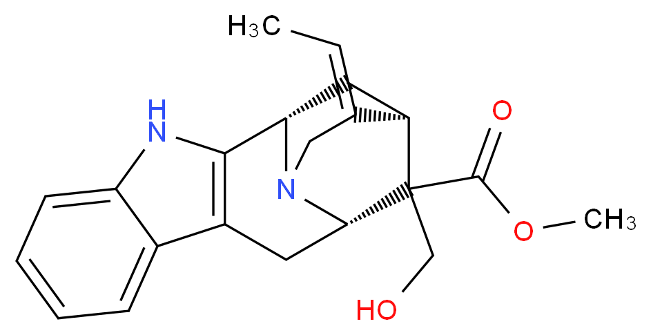 methyl (1S,12S,14R,15Z)-15-ethylidene-13-(hydroxymethyl)-3,17-diazapentacyclo[12.3.1.0<sup>2</sup>,<sup>1</sup><sup>0</sup>.0<sup>4</sup>,<sup>9</sup>.0<sup>1</sup><sup>2</sup>,<sup>1</sup><sup>7</sup>]octadeca-2(10),4,6,8-tetraene-13-carboxylate_分子结构_CAS_113973-31-2