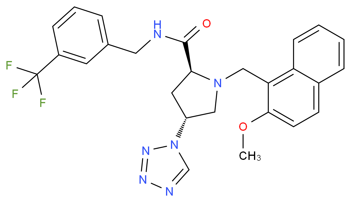 (4R)-1-[(2-methoxy-1-naphthyl)methyl]-4-(1H-tetrazol-1-yl)-N-[3-(trifluoromethyl)benzyl]-L-prolinamide_分子结构_CAS_)