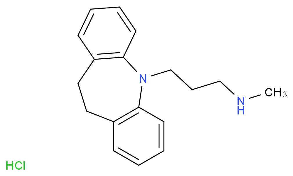 (3-{2-azatricyclo[9.4.0.0<sup>3</sup>,<sup>8</sup>]pentadeca-1(11),3(8),4,6,12,14-hexaen-2-yl}propyl)(methyl)amine hydrochloride_分子结构_CAS_58-28-6