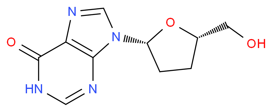 9-[(2R,5S)-5-(hydroxymethyl)oxolan-2-yl]-6,9-dihydro-1H-purin-6-one_分子结构_CAS_69655-05-6