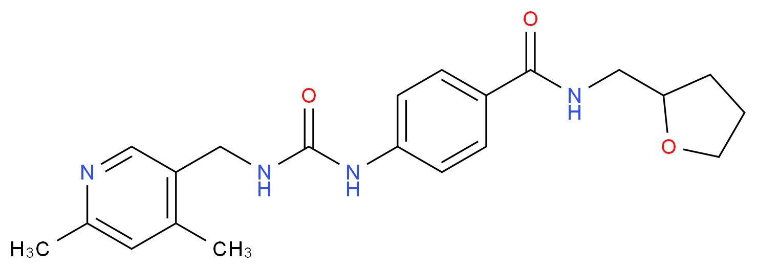 4-[({[(4,6-dimethylpyridin-3-yl)methyl]amino}carbonyl)amino]-N-(tetrahydrofuran-2-ylmethyl)benzamide_分子结构_CAS_)