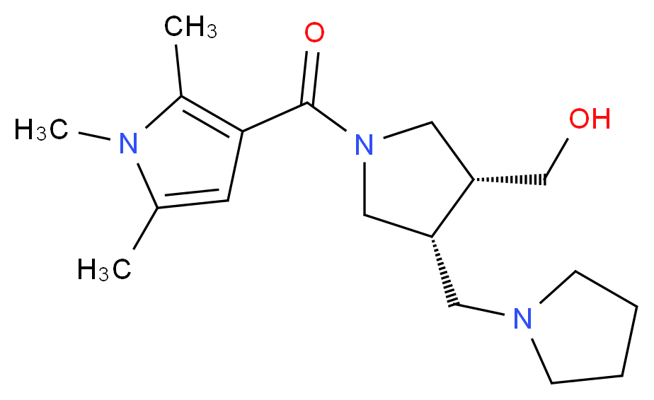 {(3R*,4R*)-4-(pyrrolidin-1-ylmethyl)-1-[(1,2,5-trimethyl-1H-pyrrol-3-yl)carbonyl]pyrrolidin-3-yl}methanol_分子结构_CAS_)