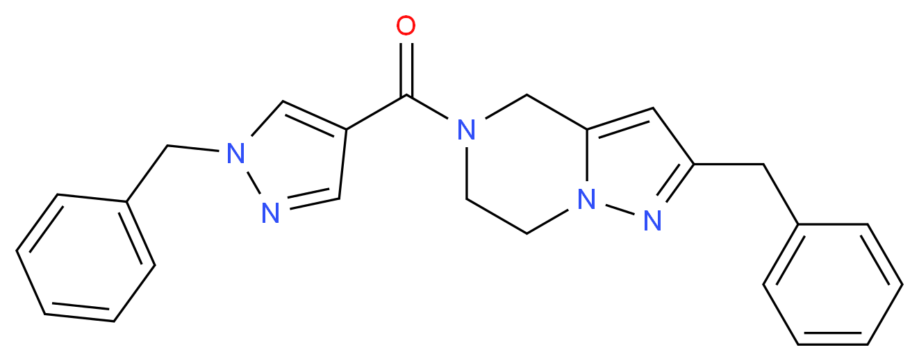 2-benzyl-5-[(1-benzyl-1H-pyrazol-4-yl)carbonyl]-4,5,6,7-tetrahydropyrazolo[1,5-a]pyrazine_分子结构_CAS_)