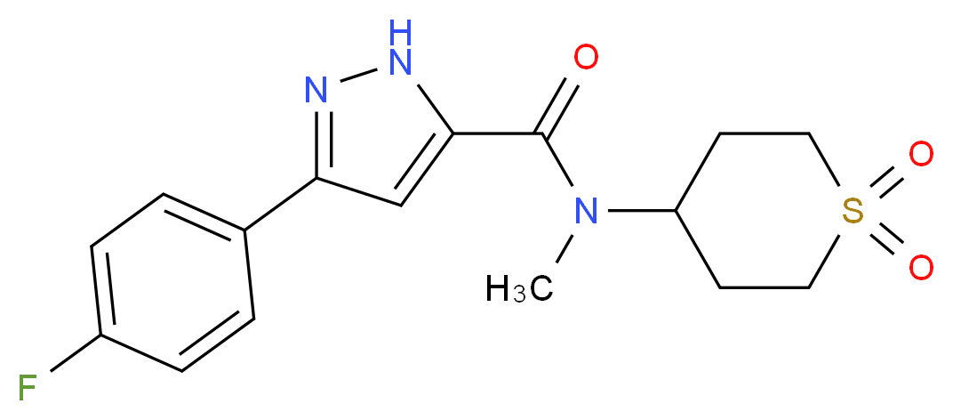 N-(1,1-dioxidotetrahydro-2H-thiopyran-4-yl)-3-(4-fluorophenyl)-N-methyl-1H-pyrazole-5-carboxamide_分子结构_CAS_)