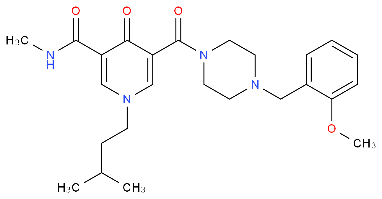 5-{[4-(2-methoxybenzyl)-1-piperazinyl]carbonyl}-N-methyl-1-(3-methylbutyl)-4-oxo-1,4-dihydro-3-pyridinecarboxamide_分子结构_CAS_)