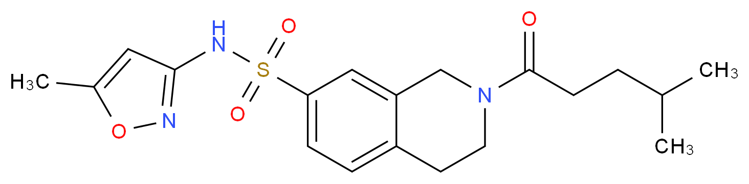 N-(5-methylisoxazol-3-yl)-2-(4-methylpentanoyl)-1,2,3,4-tetrahydroisoquinoline-7-sulfonamide_分子结构_CAS_)