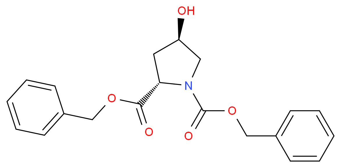 1,2-dibenzyl (2S,4R)-4-hydroxypyrrolidine-1,2-dicarboxylate_分子结构_CAS_13500-53-3