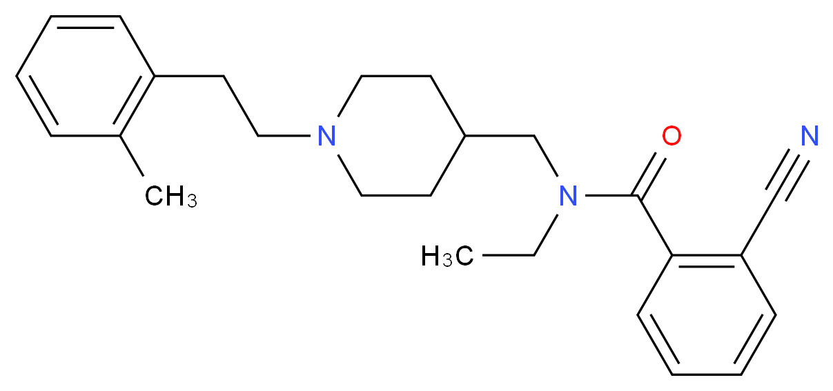 2-cyano-N-ethyl-N-({1-[2-(2-methylphenyl)ethyl]piperidin-4-yl}methyl)benzamide_分子结构_CAS_)