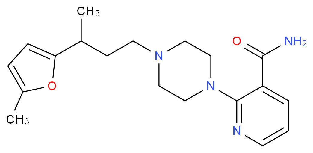 2-{4-[3-(5-methyl-2-furyl)butyl]piperazin-1-yl}nicotinamide_分子结构_CAS_)