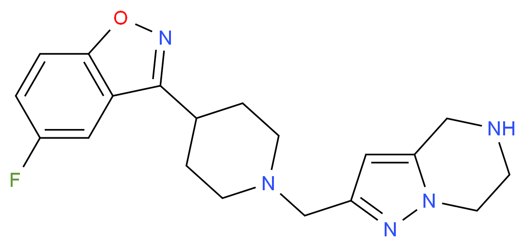 2-{[4-(5-fluoro-1,2-benzisoxazol-3-yl)-1-piperidinyl]methyl}-4,5,6,7-tetrahydropyrazolo[1,5-a]pyrazine_分子结构_CAS_)