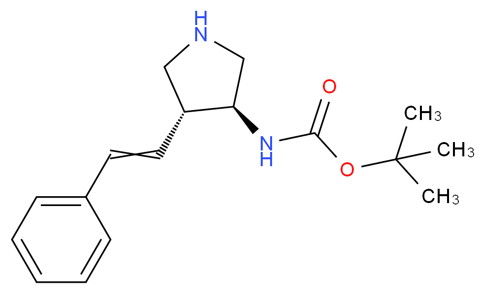 tert-butyl N-[(3S,4R)-4-(2-phenylethenyl)pyrrolidin-3-yl]carbamate_分子结构_CAS_1260616-70-3