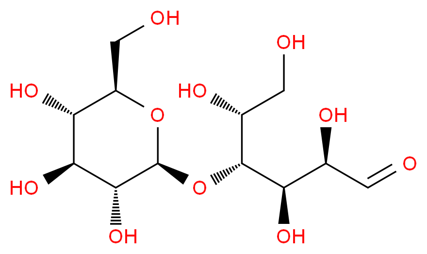 (2R,3R,4R,5R)-2,3,5,6-tetrahydroxy-4-{[(2S,3R,4S,5S,6R)-3,4,5-trihydroxy-6-(hydroxymethyl)oxan-2-yl]oxy}hexanal_分子结构_CAS_528-50-7