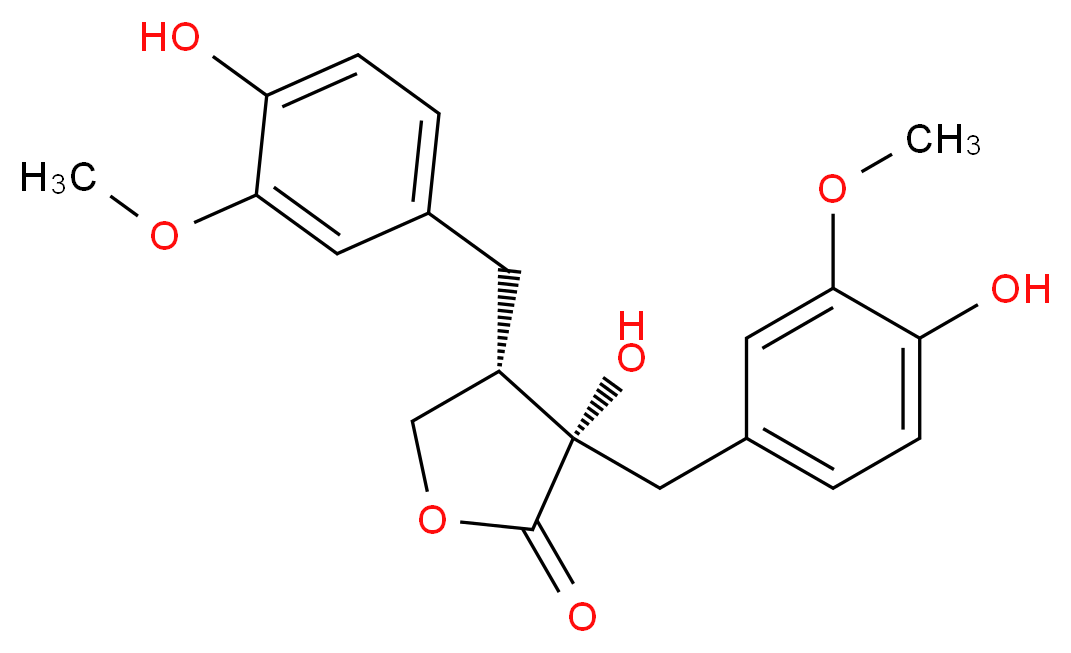 (3S,4S)-3-hydroxy-3,4-bis[(4-hydroxy-3-methoxyphenyl)methyl]oxolan-2-one_分子结构_CAS_34444-37-6