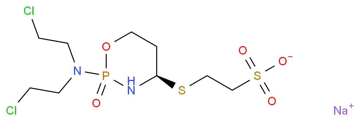 sodium 2-{[(2R,4R)-2-[bis(2-chloroethyl)amino]-2-oxo-1,3,2λ<sup>5</sup>-oxazaphosphinan-4-yl]sulfanyl}ethane-1-sulfonate_分子结构_CAS_84211-05-2