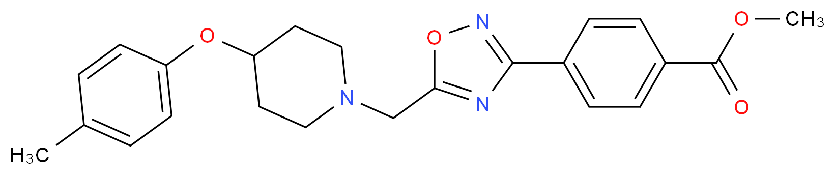 methyl 4-(5-{[4-(4-methylphenoxy)-1-piperidinyl]methyl}-1,2,4-oxadiazol-3-yl)benzoate_分子结构_CAS_)