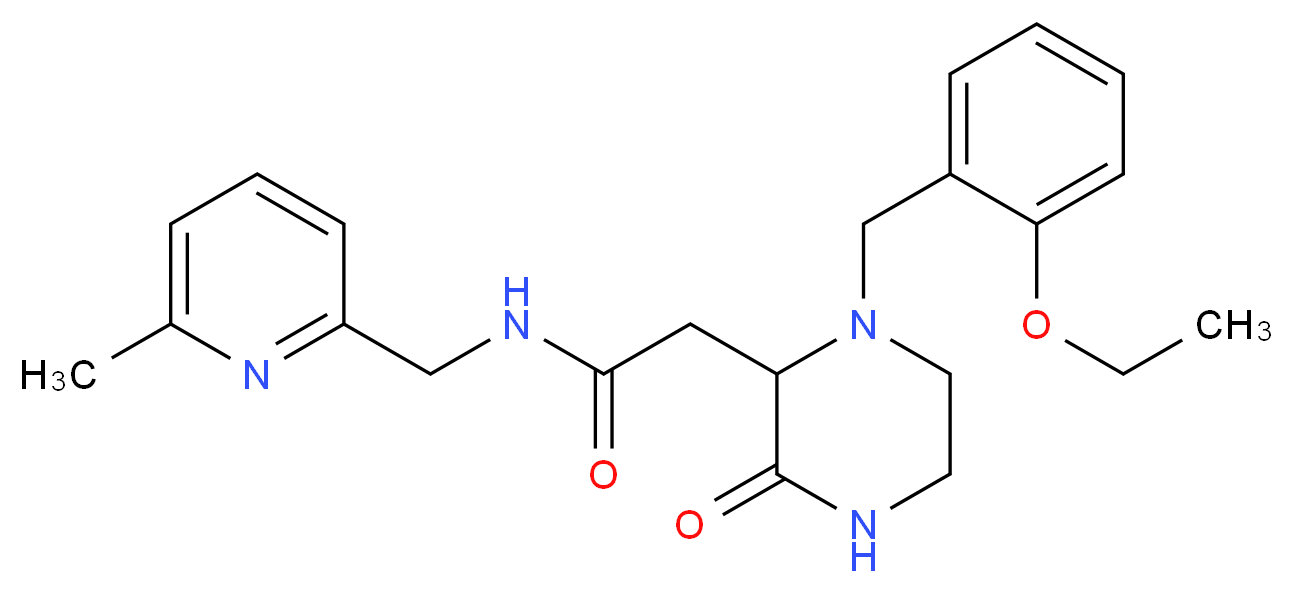 2-[1-(2-ethoxybenzyl)-3-oxo-2-piperazinyl]-N-[(6-methyl-2-pyridinyl)methyl]acetamide_分子结构_CAS_)