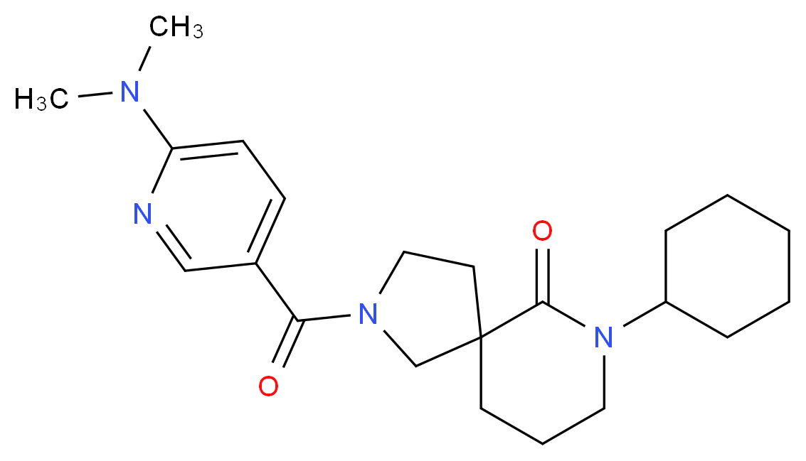 7-cyclohexyl-2-{[6-(dimethylamino)pyridin-3-yl]carbonyl}-2,7-diazaspiro[4.5]decan-6-one_分子结构_CAS_)