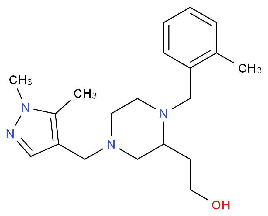 2-[4-[(1,5-dimethyl-1H-pyrazol-4-yl)methyl]-1-(2-methylbenzyl)-2-piperazinyl]ethanol_分子结构_CAS_)