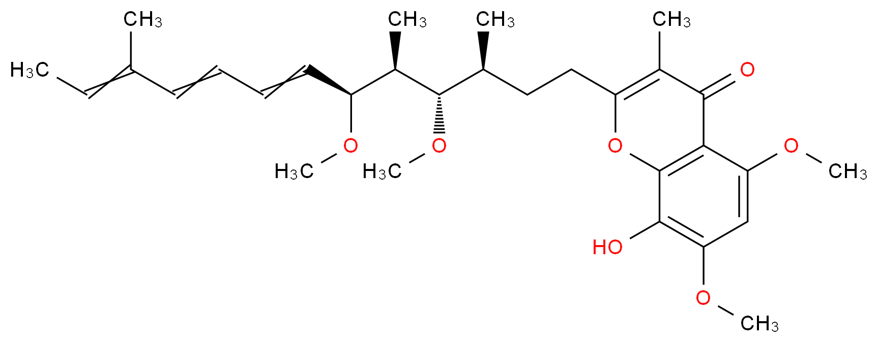 2-[(3S,4S,5S,6S)-4,6-dimethoxy-3,5,11-trimethyltrideca-7,9,11-trien-1-yl]-8-hydroxy-5,7-dimethoxy-3-methyl-4H-chromen-4-one_分子结构_CAS_91682-96-1